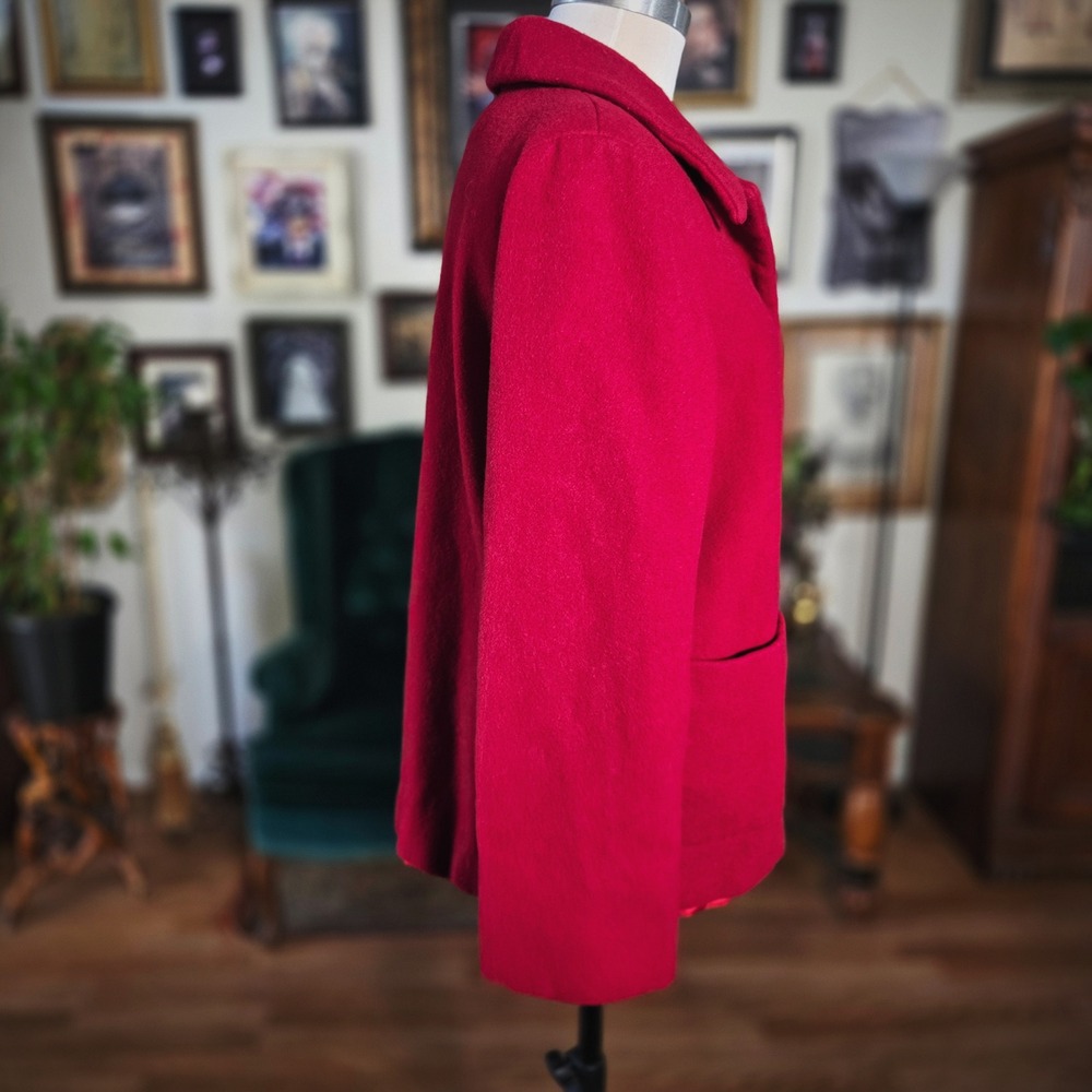 Kristen Blake Pea Coat Jacket Vintage 90s Red Wool Blend 70s Style Womens Small - Picture 4 of 8
